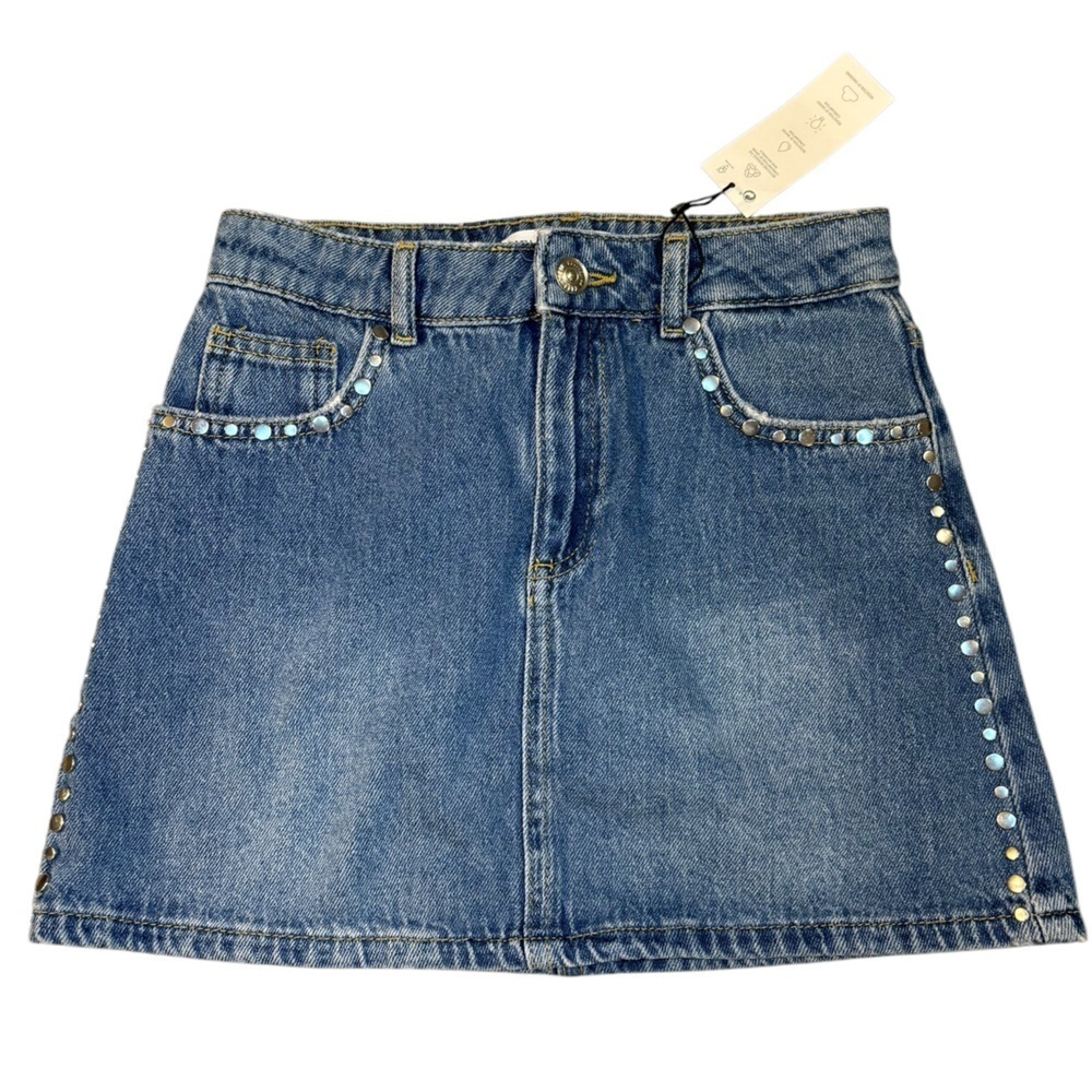 Zara girls Denim Skirt with Studded Details 10
